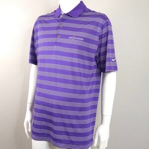 Nike Golf Dri-Fit The Players Club Mens Polo Shirt Large Purple White Striped